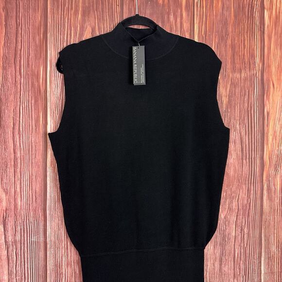 NWT Banana Republic Giulia Midi Sweater Dress Career Black Size Medium M - Picture 3 of 8